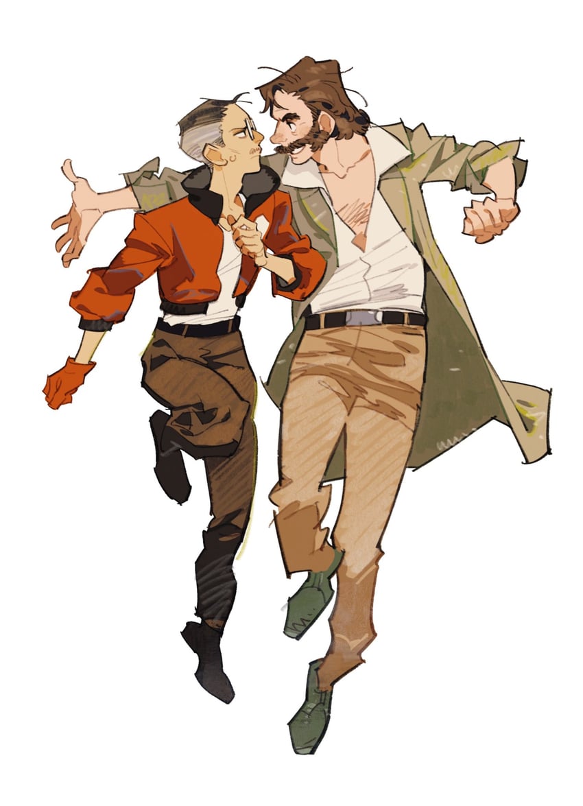 kim kitsuragi and harry du bois (disco elysium) drawn by mr_sangel
