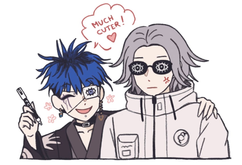 aotsuki eito and omokage yugamu (the hundred line -last defense academy-) drawn by haro4869
