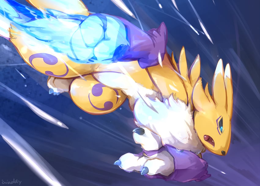 renamon (digimon) drawn by waddledox_(waddy)