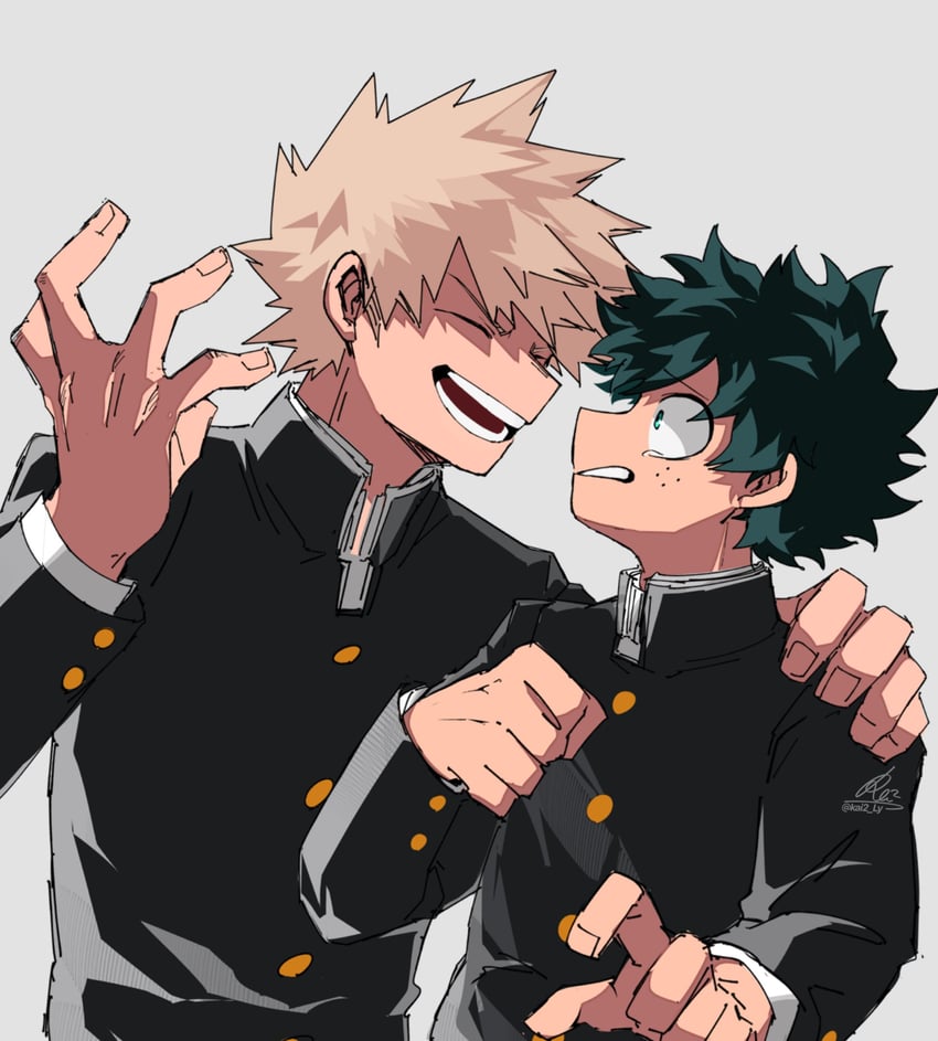 midoriya izuku and bakugou katsuki (boku no hero academia) drawn by kai2_ly