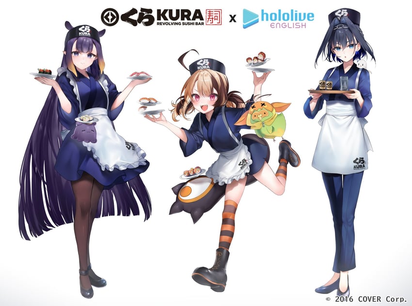 ninomae ina'nis, ouro kronii, takodachi, gigi murin, boros, and 1 more (hololive and 2 more) drawn by maru_ccy