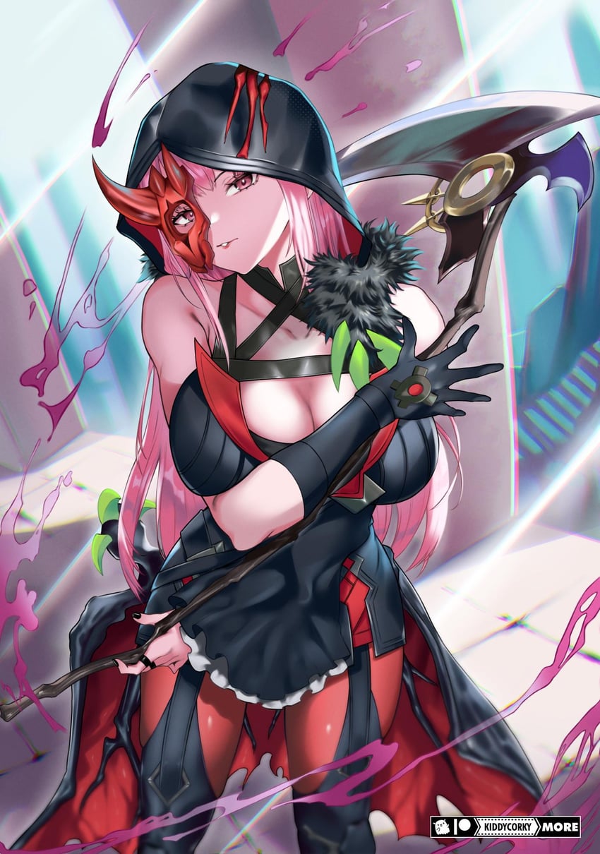 mori calliope and diabellstar the black witch (hololive and 2 more) drawn by kiddycorky