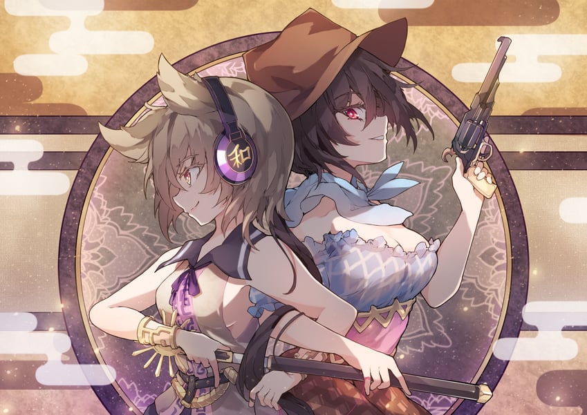 toyosatomimi no miko and kurokoma saki (touhou) drawn by chiroru_(cheese-roll)