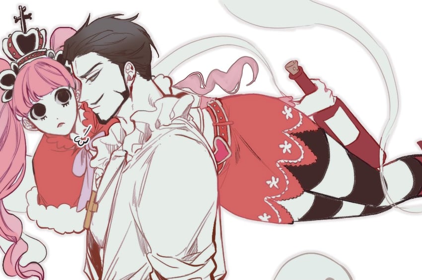 perona and dracule mihawk (one piece) drawn by jujubing_h