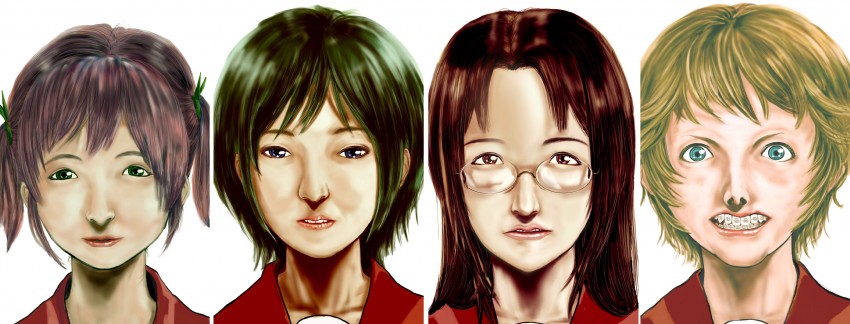 kobayakawa yutaka, iwasaki minami, tamura hiyori, and patricia martin (lucky star) drawn by flat-san