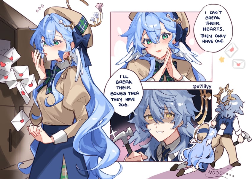 robin and sunday (honkai and 1 more) drawn by alkalilyy