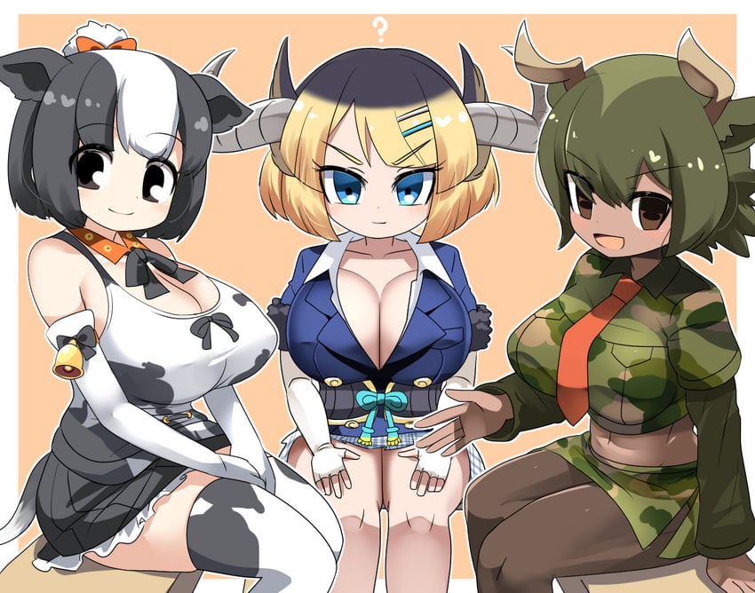 aurochs, holstein friesian cattle, and gyumaou (kemono friends and 1 more) drawn by lets0020
