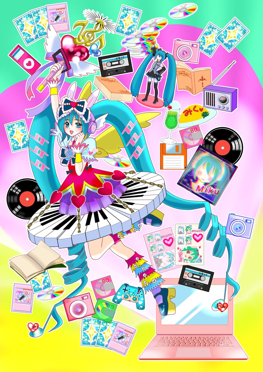 hatsune miku (vocaloid and 1 more) drawn by padora9