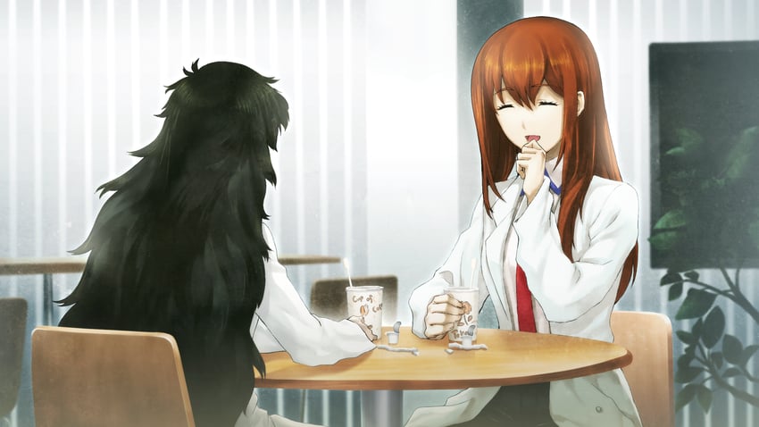 makise kurisu and hiyajou maho (steins;gate and 1 more) drawn by huke