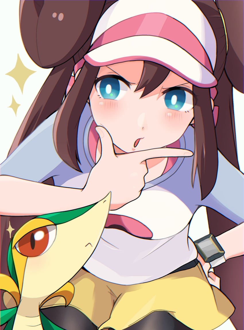 rosa and snivy (pokemon and 2 more) drawn by nakikot_t