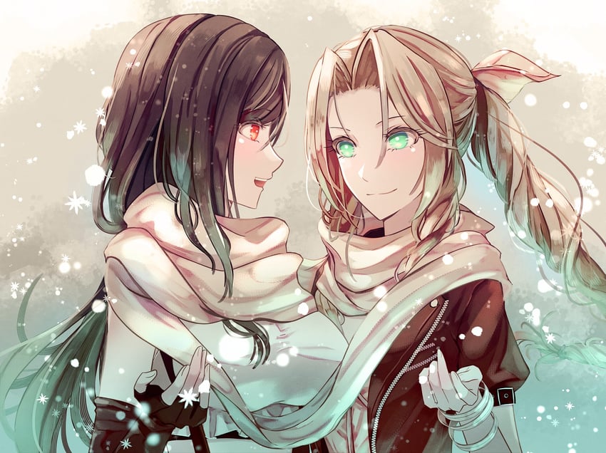 tifa lockhart and aerith gainsborough (final fantasy and 2 more) drawn by mirrorclew