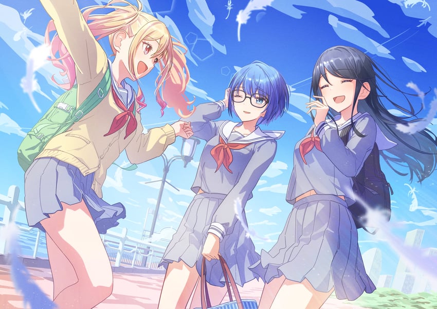 tenma saki, kiritani haruka, and hoshino ichika (project sekai) drawn by iluka