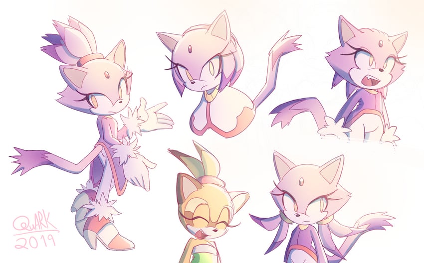blaze the cat and marine the raccoon (sonic and 1 more) drawn by quark196