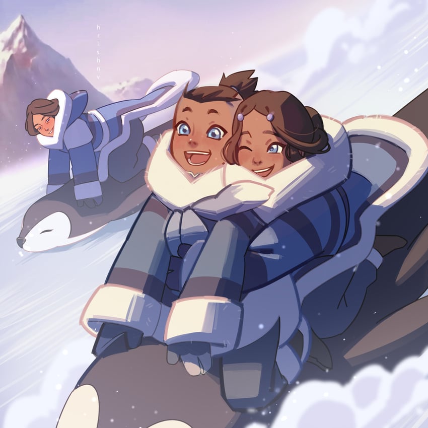 katara, sokka, and kya (avatar legends and 1 more) drawn by hrlshnv