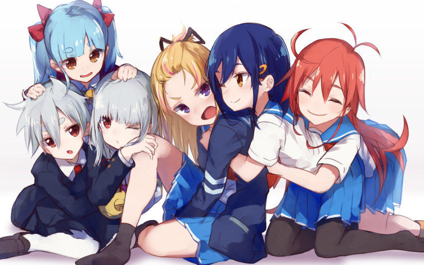 kokomine cocona, papika, yayaka, yuyu, toto, and 1 more (flip flappers) drawn by makihitsuji