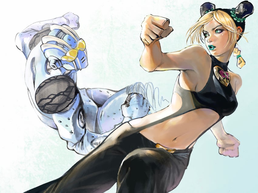 kujo jolyne and stone free (jojo no kimyou na bouken and 1 more) drawn by katoretsu_(universe)