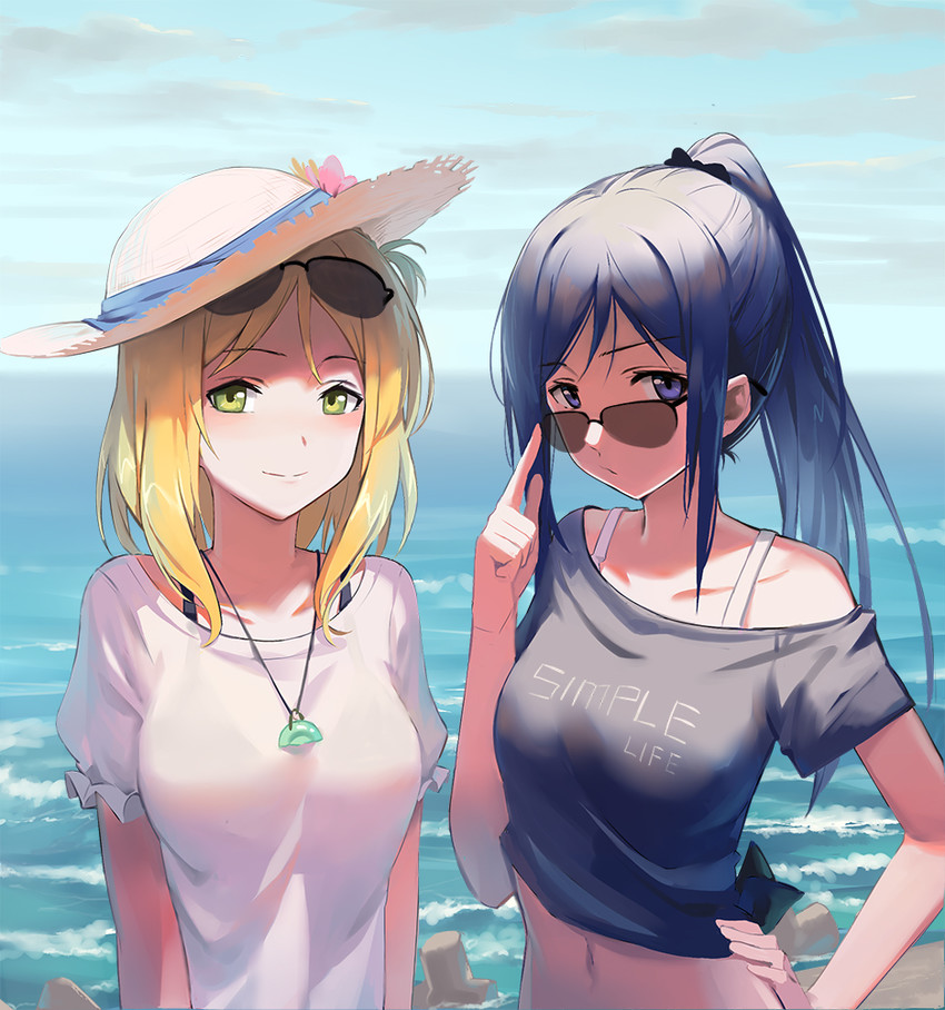 matsuura kanan and ohara mari (love live! and 1 more) drawn by huanxiang_heitu