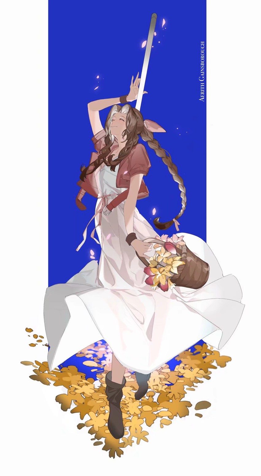 aerith gainsborough (final fantasy and 1 more) drawn by solardark09