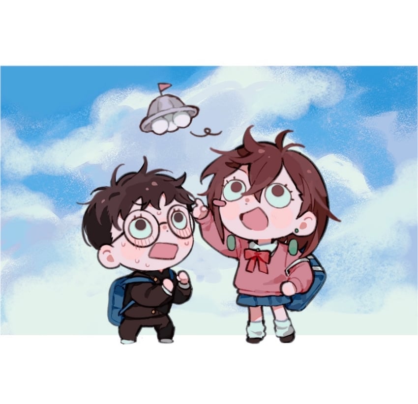 ayase momo and takakura ken (dandadan) drawn by rice_(somasuki_77)
