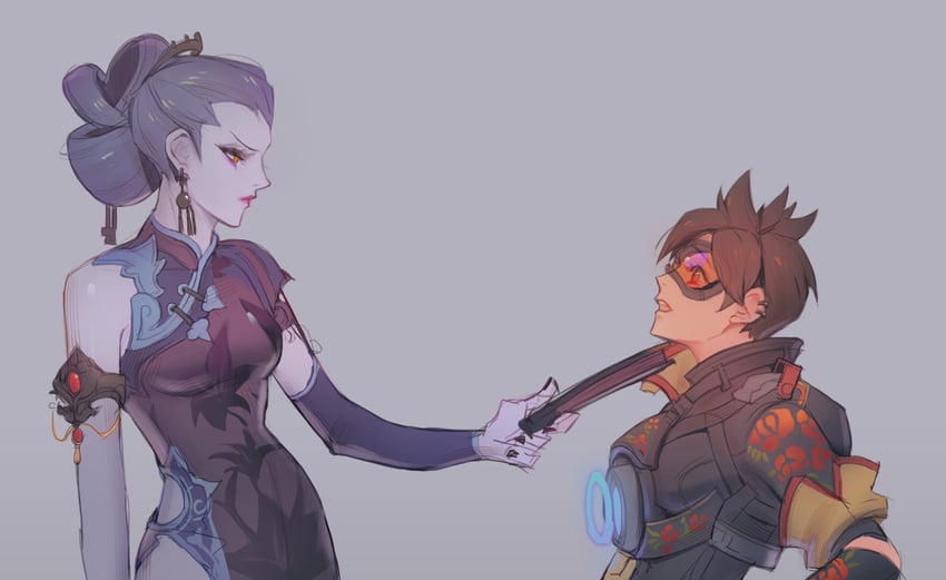 tracer, widowmaker, and black lily widowmaker (overwatch) drawn by ha-zel-nut