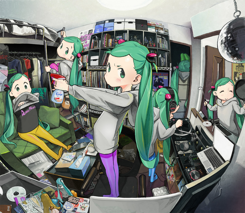 hatsune miku, souryuu asuka langley, panty, and scatman john (vocaloid and 6 more) drawn by stag_(snobby_snob)