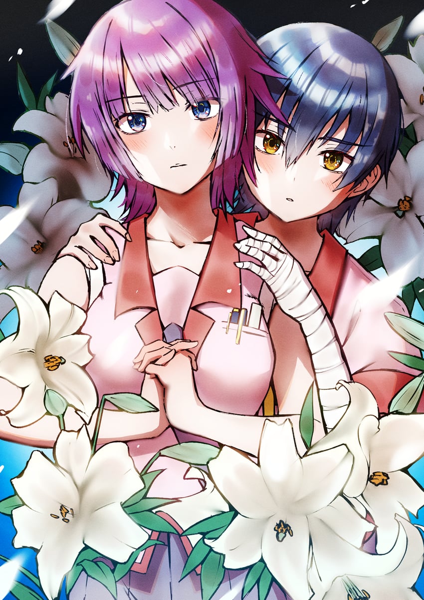 senjougahara hitagi and kanbaru suruga (monogatari) drawn by cruzango0510