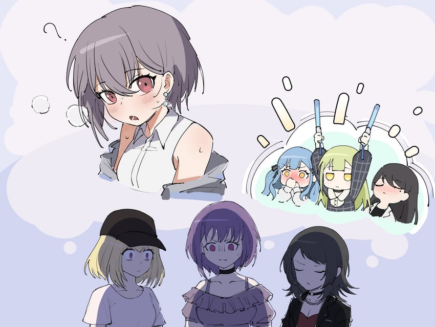 togawa sakiko, shiina taki, wakaba mutsumi, yahata umiri, misumi uika, and 2 more (bang dream! and 1 more) drawn by yzj21333