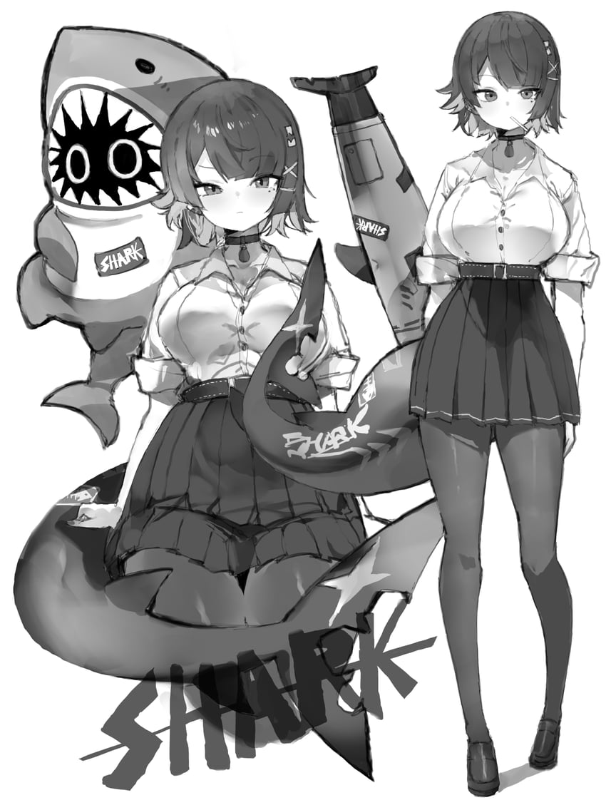 ellen joe and sharkboo (zenless zone zero) drawn by kotatu_(akaki01aoki00)