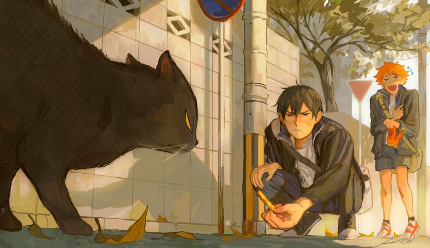 hinata shouyou and kageyama tobio (haikyuu!!) drawn by keo_chooo