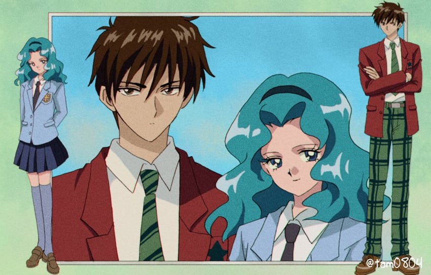 kaiou michiru and kinomoto touya (bishoujo senshi sailor moon and 2 more) drawn by tam_(tam0804)
