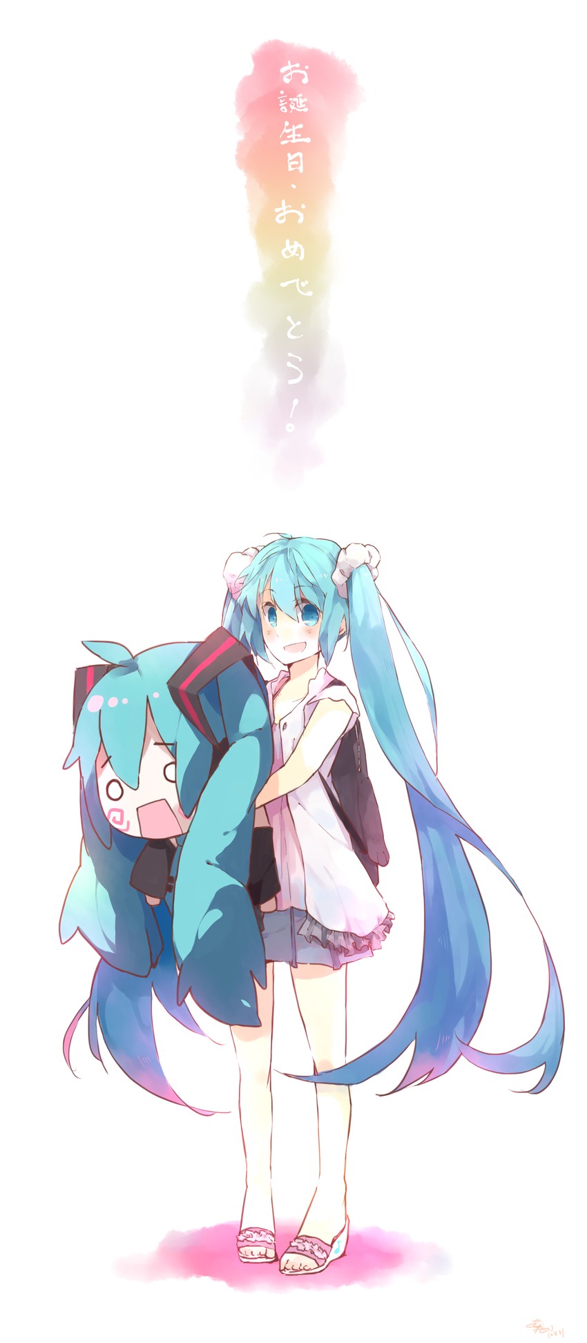 hatsune miku and hachune miku (vocaloid) drawn by imoko_(imonatsuki)