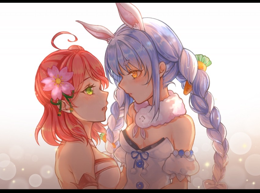 usada pekora, sakura miko, and don-chan (hololive) drawn by ming-shuang