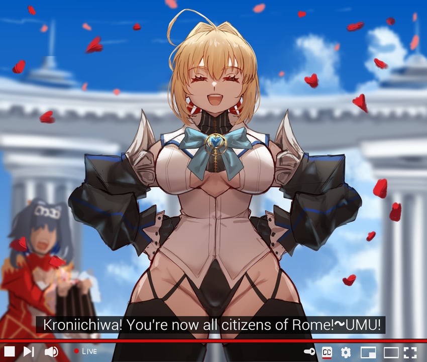 nero claudius and ouro kronii (fate and 4 more) drawn by hh_(hehexd06161704)