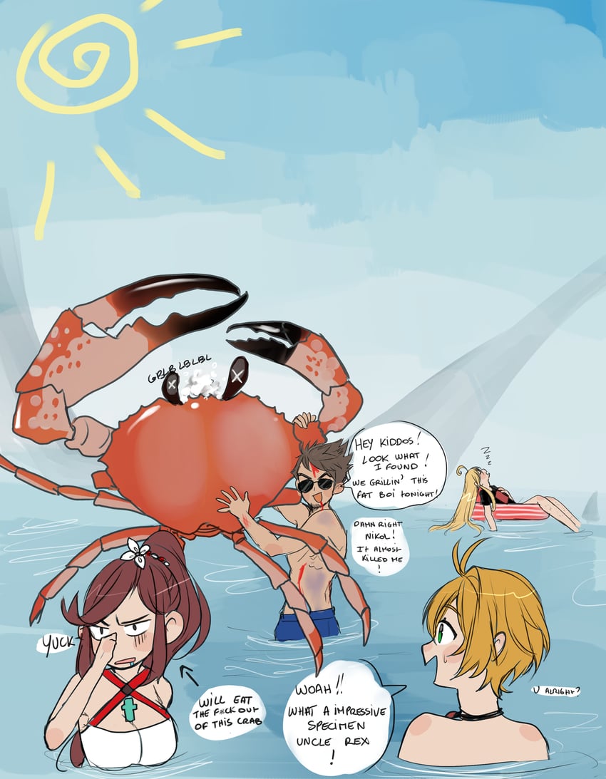 rex, shulk, glimmer, and nikol (xenoblade chronicles and 2 more) drawn by dadeltan