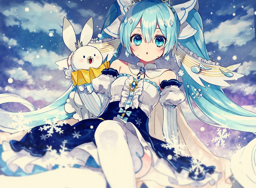 hatsune miku, yuki miku, and rabbit yukine (vocaloid) drawn by yoritori