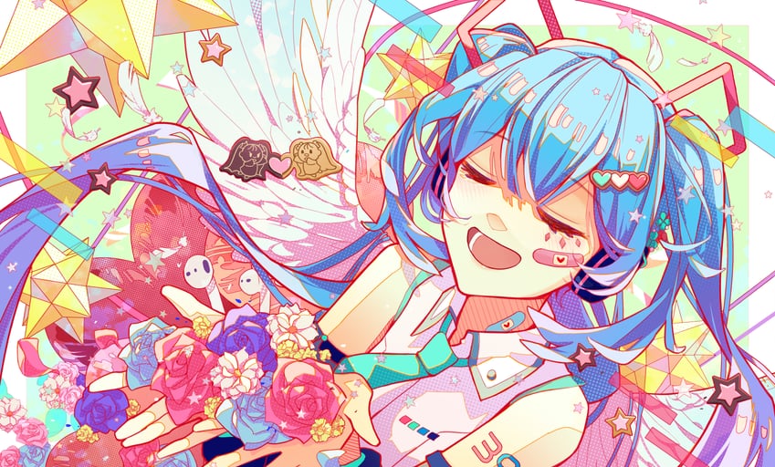 hatsune miku (vocaloid and 1 more) drawn by hiro_chikyuujin