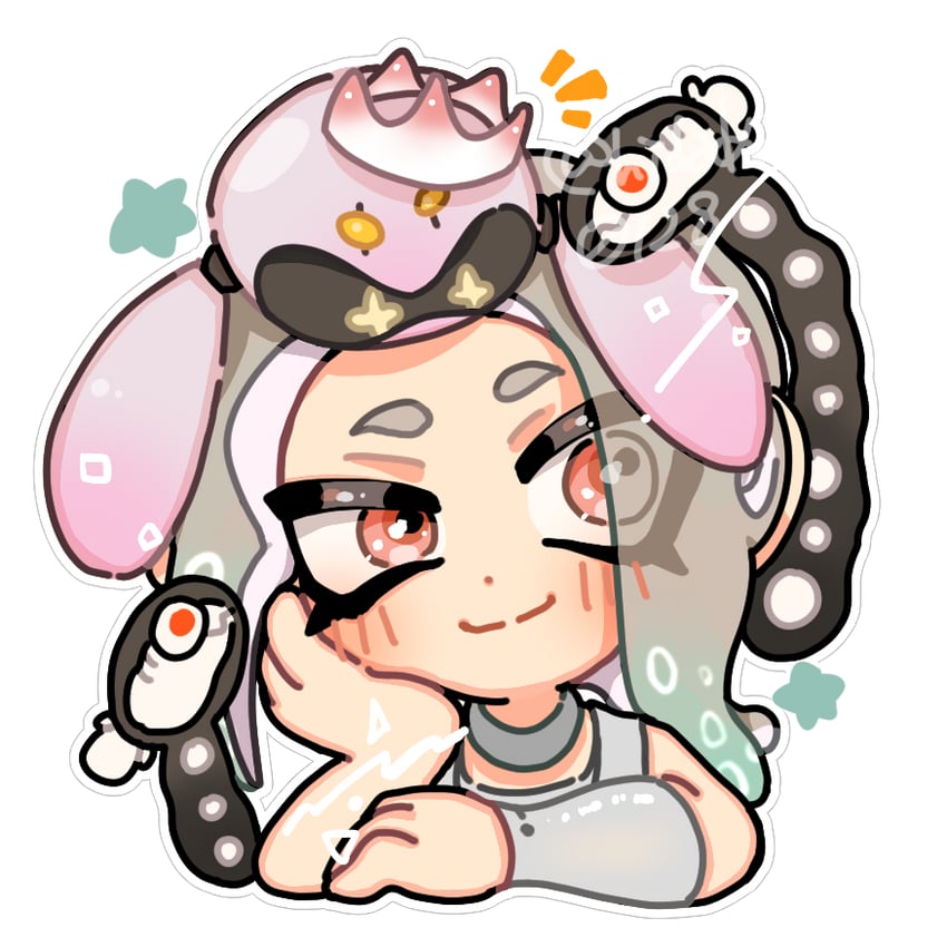 octoling player character, octoling girl, pearl, agent 8, pearl drone, and 1 more (splatoon and 2 more) drawn by hidaka0128