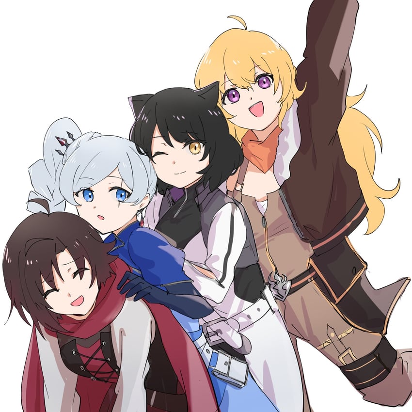 ruby rose, weiss schnee, yang xiao long, and blake belladonna (rwby) drawn by muneta_(ntani_2)