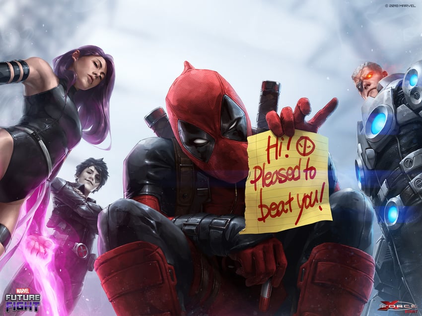 deadpool, psylocke, cable, and domino (marvel and 3 more) drawn by jee-hyung_lee