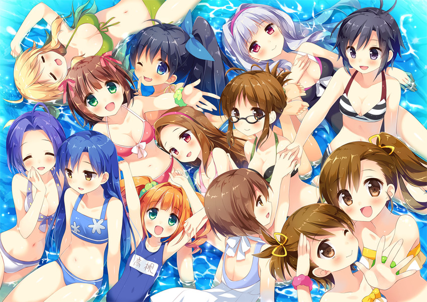 hoshii miki, kisaragi chihaya, amami haruka, kikuchi makoto, shijou takane, and 8 more (idolmaster) drawn by suimya