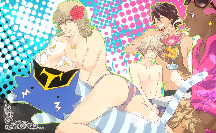 barnaby brooks jr., kaburagi t. kotetsu, ivan karelin, wild tiger, and nathan seymour (tiger & bunny) drawn by koninikomika