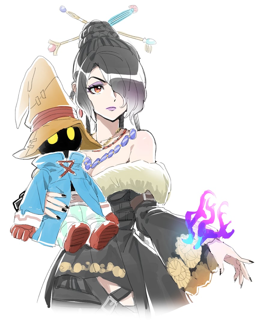 black mage, vivi ornitier, and lulu (final fantasy and 2 more) drawn by dede_(qwea_00000)
