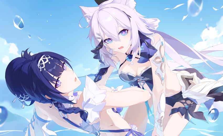 kiana kaslana and raiden mei (honkai and 1 more) drawn by via_shinan