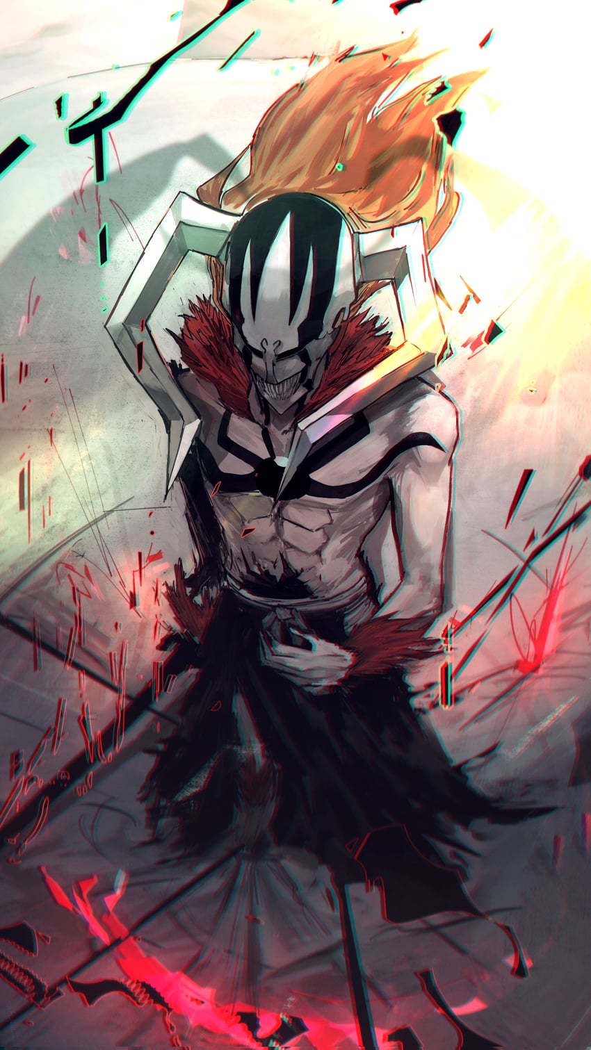 kurosaki ichigo and hollow ichigo (bleach) drawn by mpka_yt