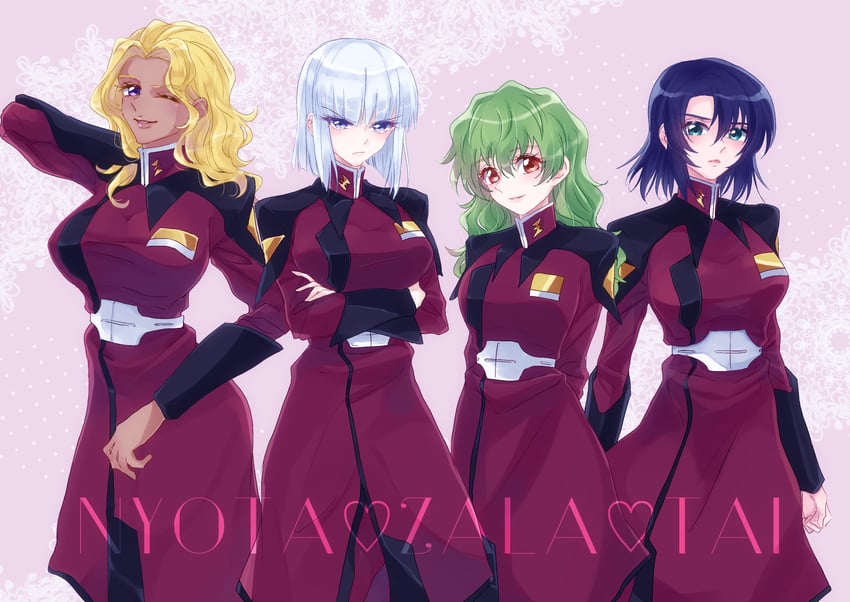 athrun zala, dearka elsman, yzak joule, and nicol amafli (gundam and 1 more) drawn by leafmoon_222