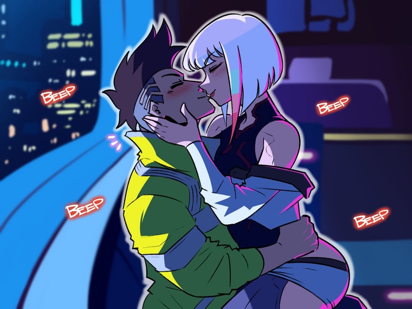lucy and david martinez (cyberpunk and 1 more) drawn by tina_fate