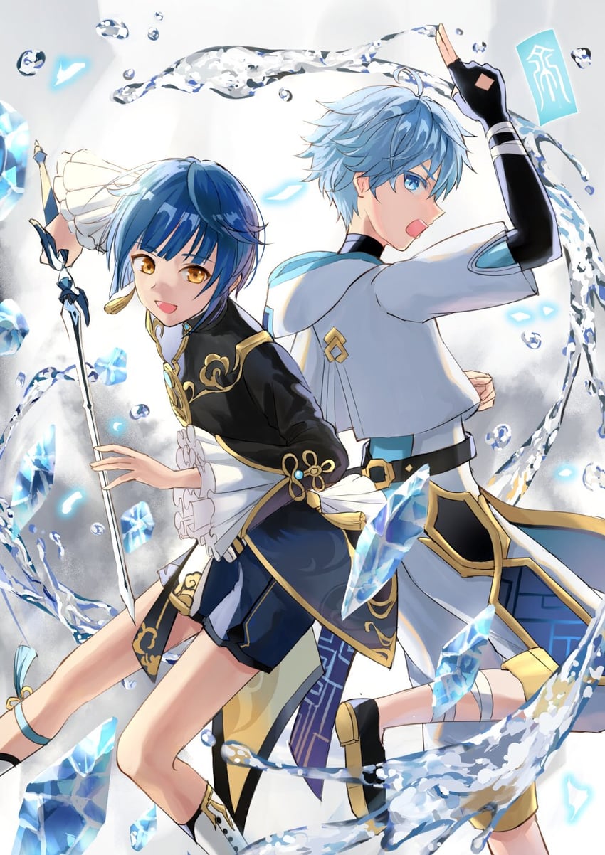 xingqiu and chongyun (genshin impact) drawn by suya_(suya_ny)
