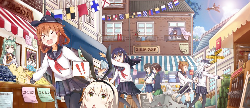 shimakaze, hibiki, kongou, inazuma, fubuki, and 10 more (kantai collection and 1 more) drawn by chuixue