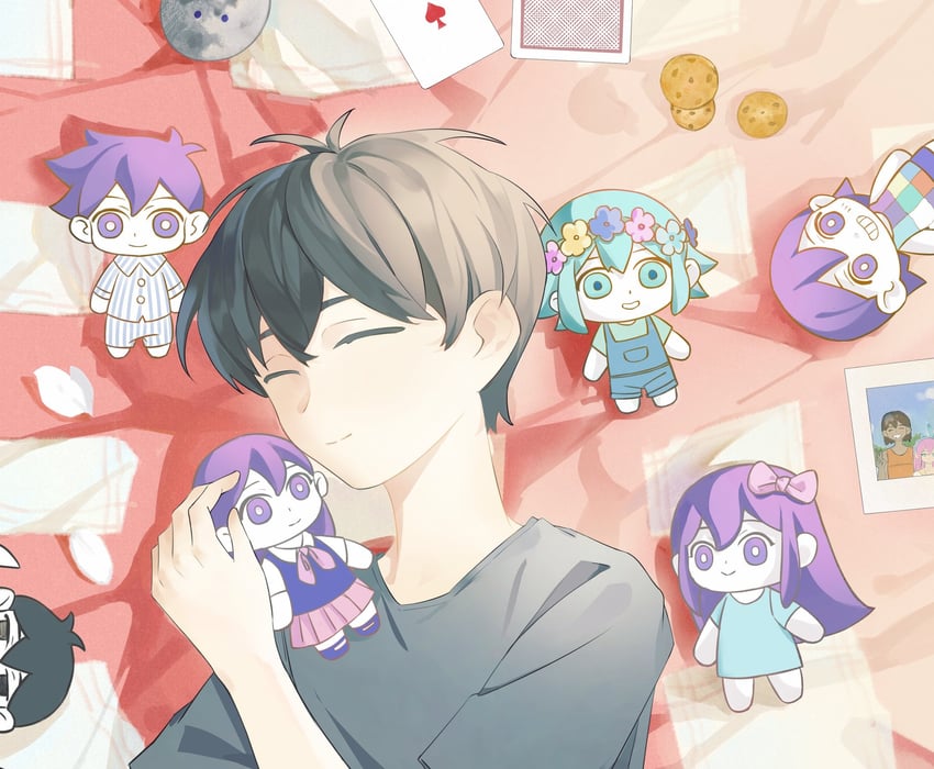 sunny, omori, aubrey, basil, kel, and 3 more (omori) drawn by xkino0714