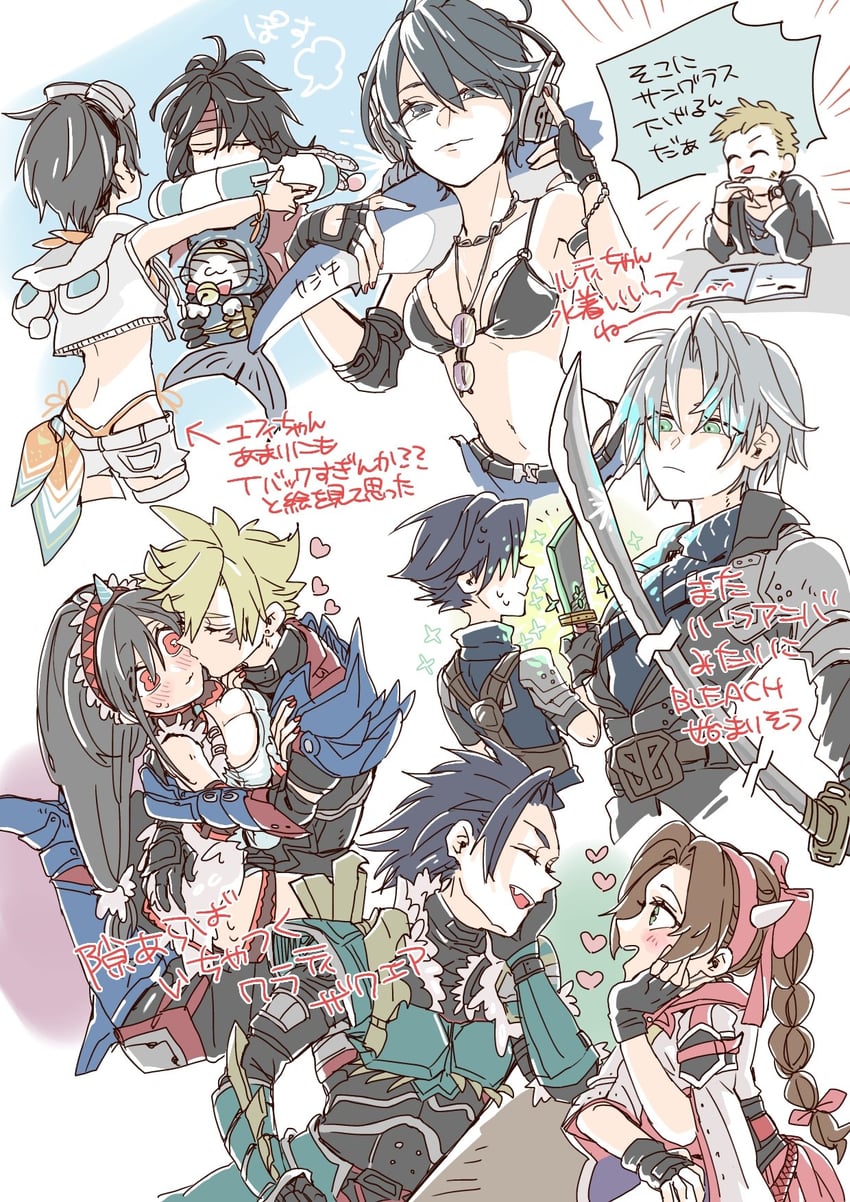 tifa lockhart, cloud strife, aerith gainsborough, sephiroth, yuffie kisaragi, and 8 more (final fantasy and 5 more) drawn by oshibainoticket